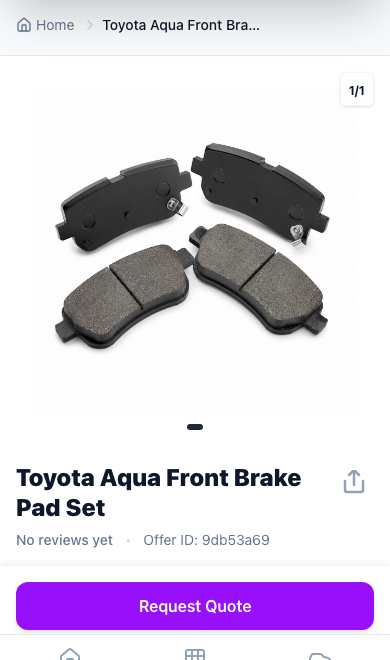 A public part listing on AutoFy, showing photos, price and condition