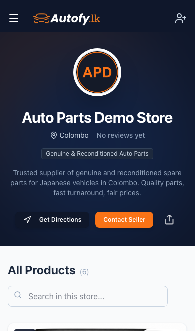 A seller's public storefront on AutoFy